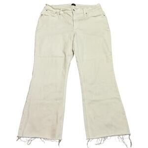 J crew women’s white jeans, mid-rise flare crop, size 34